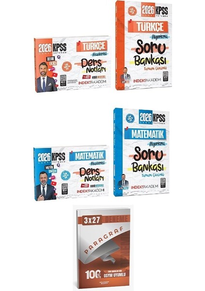 Indeks + Anla Kazan 2026 Kpss Türkçe + Matematik Video Ders Notları + Soru Bankası 4 Lü Set Indeks Akademi Yayıncılık
