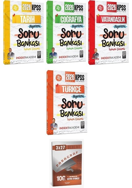Indeks + Anla Kazan 2026 Kpss Tarih + Coğrafya + Vatandaşlık + Türkçe Algoritma Soru Bankası 4 Lü Set Indeks Akademi Yayıncılık