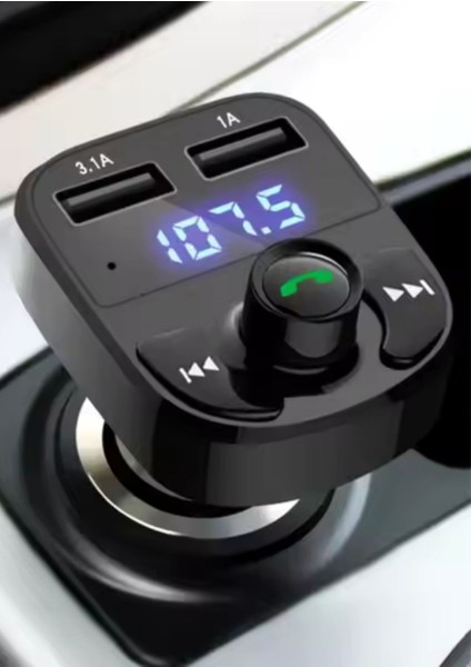 Bluetooth Fm Transmitter Araç Kiti X8 | 15W Hızlı Şarj, Oto Çakmaklık, USB Mp3 Çalar, Müzik ve Radyo