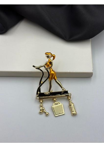 Spor Yapan Kadın Konseptli Meslek Broşu Yaka Iğnesi