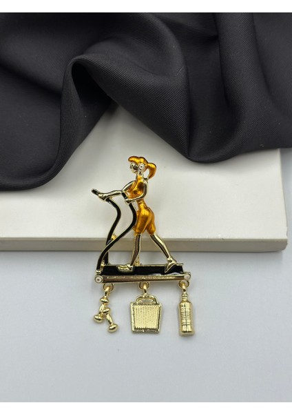 Spor Yapan Kadın Konseptli Meslek Broşu Yaka Iğnesi modelleri