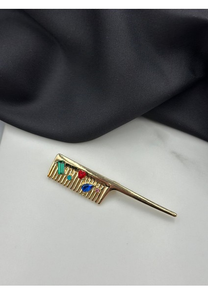 Renkli Taşlı Tarak Kuaför Saç Tasarımcısı Broş Yaka Iğnesi fiyatları