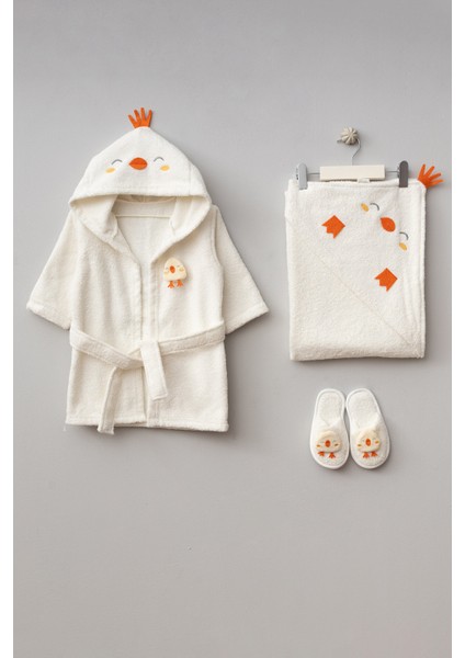 Civciv Desenli Kapüşonlu Bornoz (0-2 Yaş) fırsatları