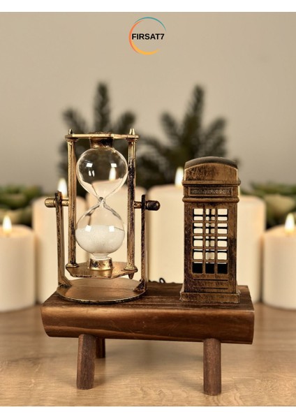 Dekoratif Telefon Kulübesi Ahşap Kum Saati Sevgiliye Arkadaşa Ev Ofis Hediyelik Kum Saati fiyatları