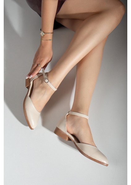 MaskButik Tilda Kadın Kısa Topuk Bej Cilt Ayakkabı Antibakteriyel İç Astar fırsatları