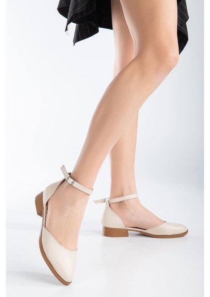 MaskButik Tilda Kadın Kısa Topuk Bej Cilt Ayakkabı Antibakteriyel İç Astar indirimleri