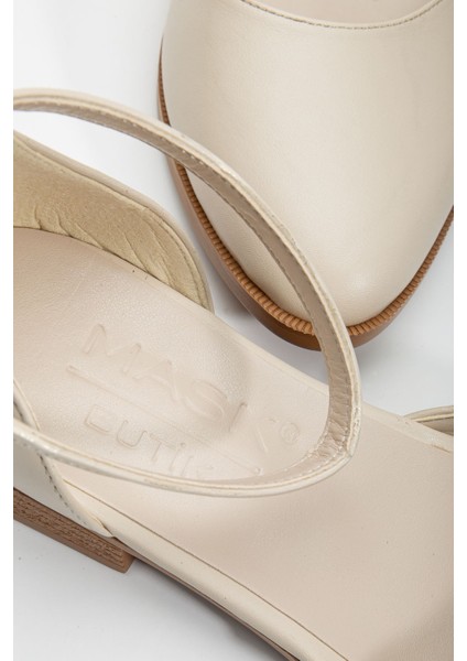 MaskButik Tilda Kadın Kısa Topuk Bej Cilt Ayakkabı Antibakteriyel İç Astar