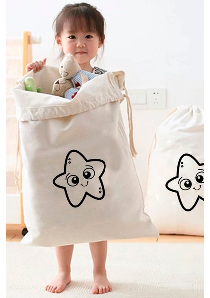 Kral Tacı Desenli Oyuncak Torbası 50X70 Bej, Eğlenceli ve Şık Tasarım