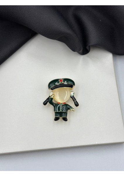 Yeşil Mineli Asker Kamutan Jandarma Meslek Broşu Yaka Iğnesi modelleri