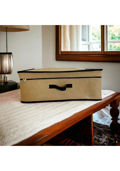 Büyük Boy Keçe Hurç, Dolap Üstü, 60X45X20 Cm, Bej Renkli, Şık ve Kullanışlı Seçenek