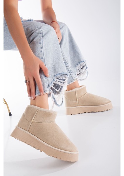 MaskButik Viola Kalın Taban Bilek Boy Ugg Bej modelleri