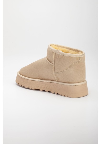 MaskButik Viola Kalın Taban Bilek Boy Ugg Bej