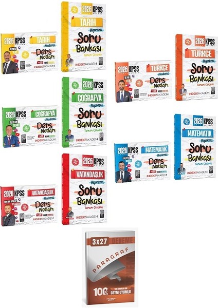 Indeks + Anla Kazan 2026 Kpss Genel Yetenek Genel Kültür Video Ders Notları + Soru Bankası 10 Lu Set Indeks Akademi Yayıncılık