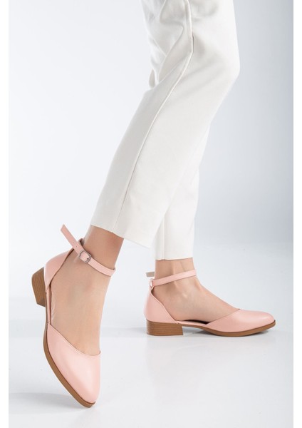 MaskButik Tilda Kısa Topuk Cilt Ayakkabı Pudra