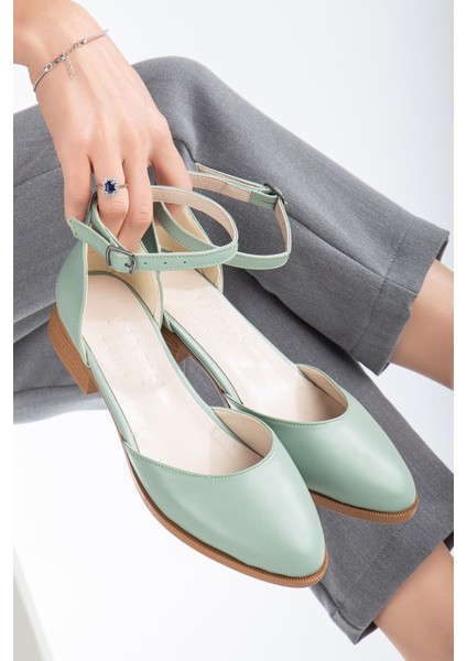 MaskButik Tilda Kısa Topuk Cilt Ayakkabı Yeşil