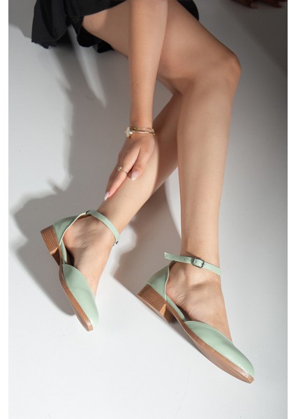 MaskButik Tilda Kısa Topuk Cilt Ayakkabı Yeşil indirimleri
