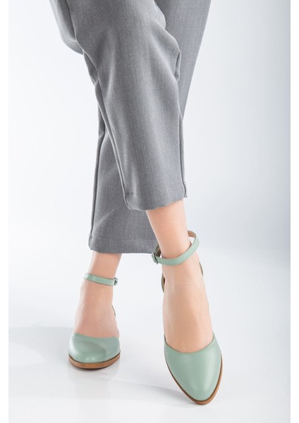 MaskButik Tilda Kısa Topuk Cilt Ayakkabı Yeşil
