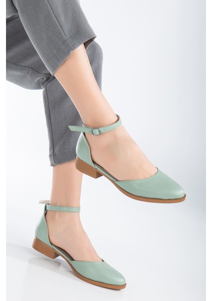 MaskButik Tilda Kısa Topuk Cilt Ayakkabı Yeşil