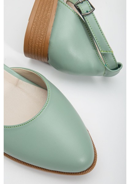 MaskButik Tilda Kısa Topuk Cilt Ayakkabı Yeşil