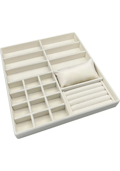 Krem Renk Süet Kumaş Takı Sergileme Çekmece Içi Stand 35-38 cm fırsatları