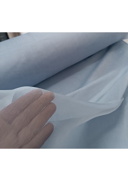 Dökümlü Düz Tül Perde - Açık Mavi - Pileli Dikim 1x2,5 Pile- İPK100 indirimleri