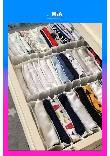 Beyaz 8 Gözlü Çekmece Düzenleyici, Cepli ve Akordiyon Tasarım, x Large Boy