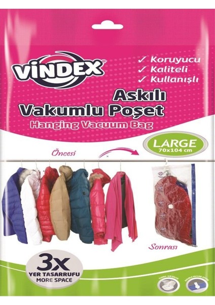 Turuncu Vakumlu Poşet, 70X104 Cm, Askılı, Geniş ve Kullanışlı Depolama Çözümü