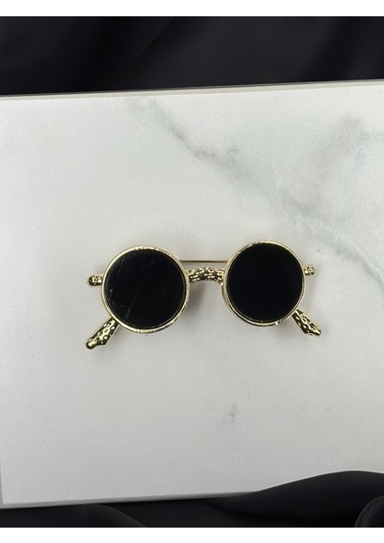 Siyah Gözlük Figürlü Broş Yaka Iğnesi