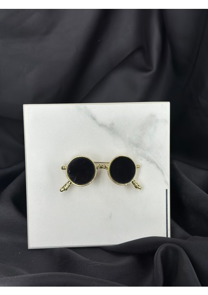 Siyah Gözlük Figürlü Broş Yaka Iğnesi modelleri