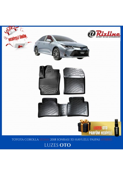 Toyota Corolla Sedan 3D Havuzlu Paspas Hybrid 2018-2019-2020-2021-2022-2023-2024-2025
