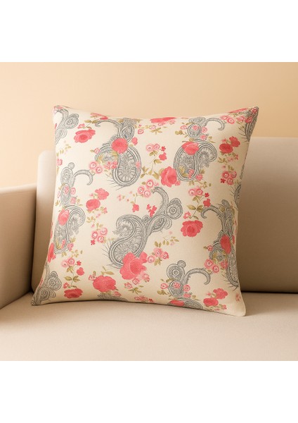 Etnik Paisley Desenli Dekoratif Kırlent Kılıfı – Duck Kumaş, Gizli Fermuar