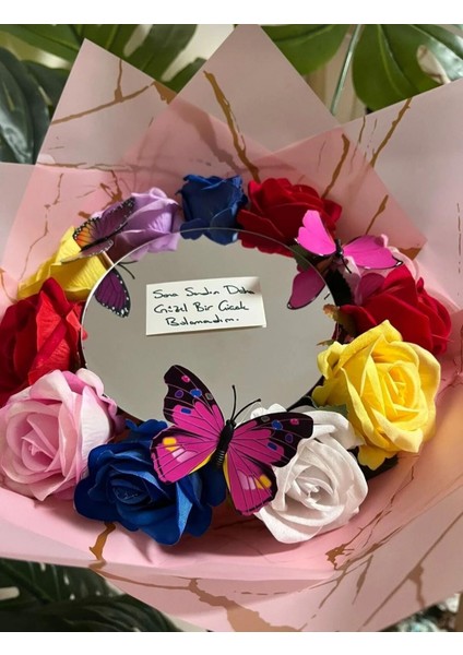 Bu Senin Çiçeğin Aynadaki Benim Çiçegim Buketi Aynalı Buket Yapay fiyatları