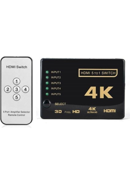 2128 Hdmi Çoklayıcı Switch 5 Port Çoğaltıcı 4k Kumandalı Ultra Hd Splitter Çoklu Cihaz Tek Ekr fiyatları