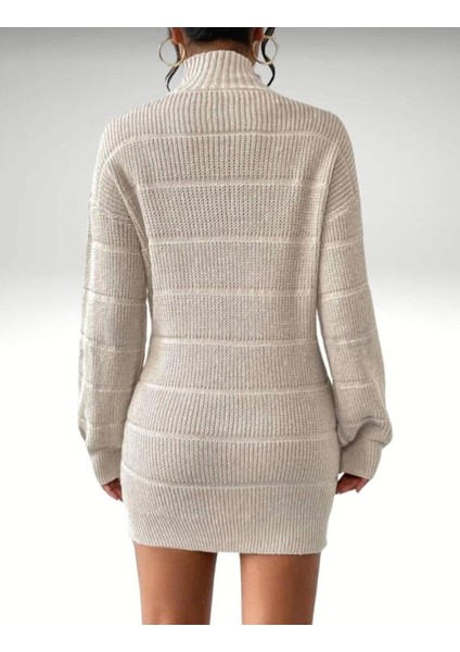 Yarım Balıkçı Yaka Selanik Örgü Kadın Mini Triko Elbise fiyatları