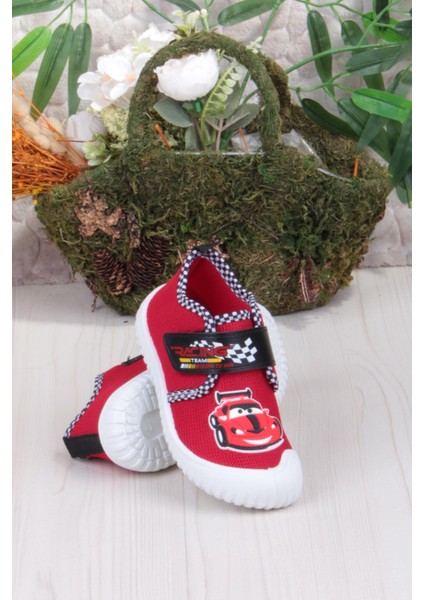 3449 Gz Araba Figürlü Anaokulu Kreş Ev Erkek Çocuk Keten Panduf Ayakkabı fırsatları