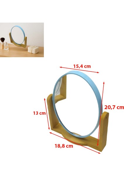 Bambu Ahşap Standlı Çift Yönlü 360° Dönen Plastik Çerçeveli Ayna El Tıraş Makyaj Vb. Aynası Büyük Boy Oval Ayna (1 Adet) fiyatları