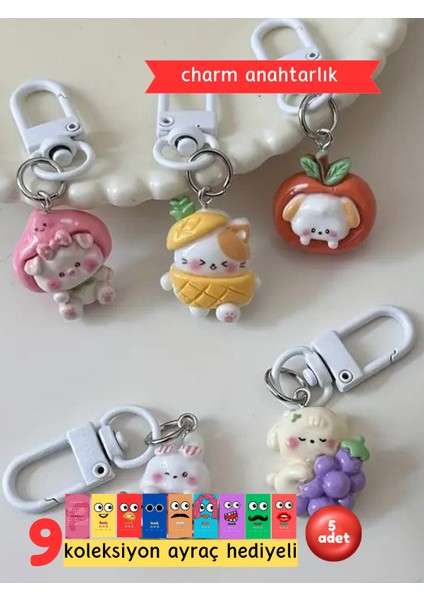 Charm Anahtarlık - Figürlü Anahtarlık - Çanta Süsü - 5 Adet fiyatları