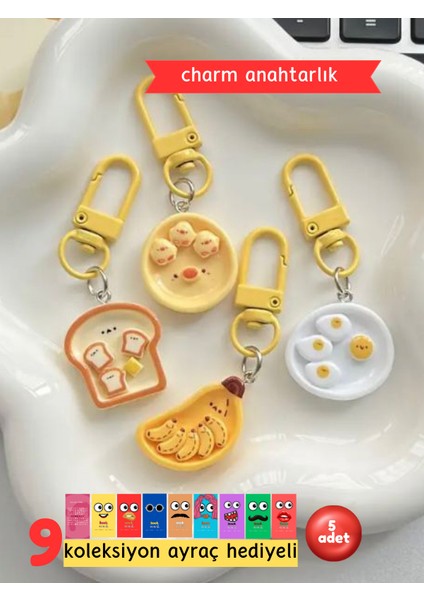 Charm Anahtarlık - Figürlü Anahtarlık - Çanta Süsü - 5 Adet modelleri