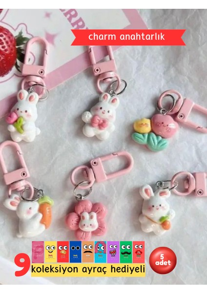 Charm Anahtarlık - Figürlü Anahtarlık - Çanta Süsü - 5 Adet