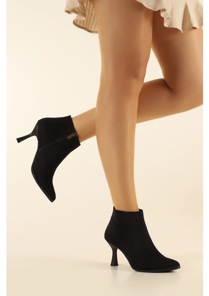 Siyah Süet Sivri Burun 8 cm İnce Topuklu Kadın Bot TMD202501 modelleri