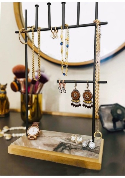 Şık Takı Düzenleyici, Takı Standı, Bileklik, Kolye ve Küpe Saklama Rafı Siyah