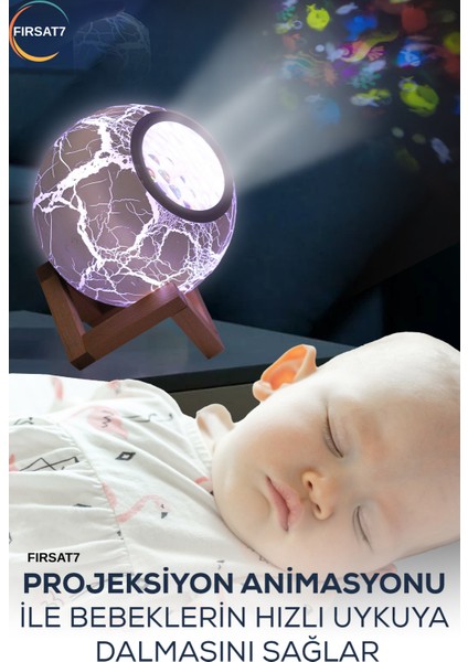 Projeksiyonlu Bluetooth Hoparlör Uyku Yardımcısı ve Dekoratif Çocuklar Için Gece Lambası fiyatları