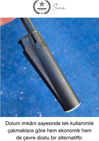 Premium 18 cm Siyah Basmalı Uzun Mutfak Çakmağı Gazlı Doldurulabilir Mum Mangal Kamp Için Ateş fiyatları