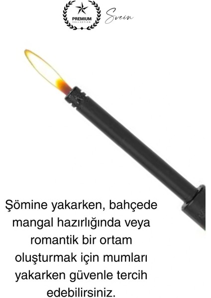 Premium 18 cm Siyah Basmalı Uzun Mutfak Çakmağı Gazlı Doldurulabilir Mum Mangal Kamp Için Ateş fırsatları