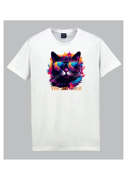 Gözlüklü Kedi Havalıyız Digital Baskılı Tshirt