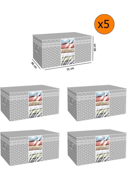 5 Adet Gri Pencereli Yastık Yorgan Hurcu 75X40X40 cm Set