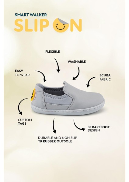 Smart Walker Slip-On #tags Süper Mat Gri Barefoot Işıklı Çocuk Ayakkabı fiyatları