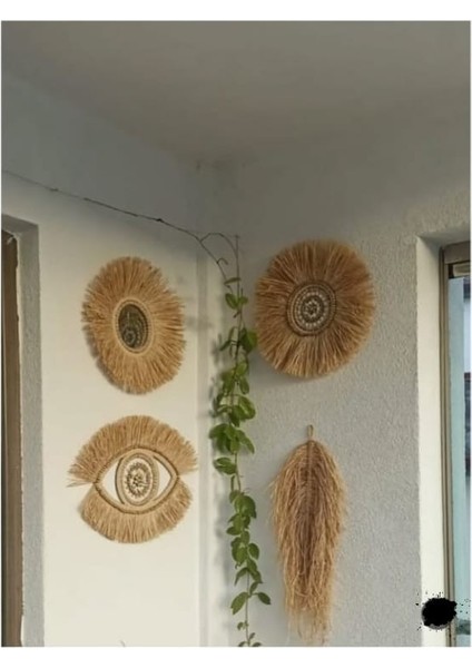 4 Lü Duvar Süsü Rafya Boncuklu