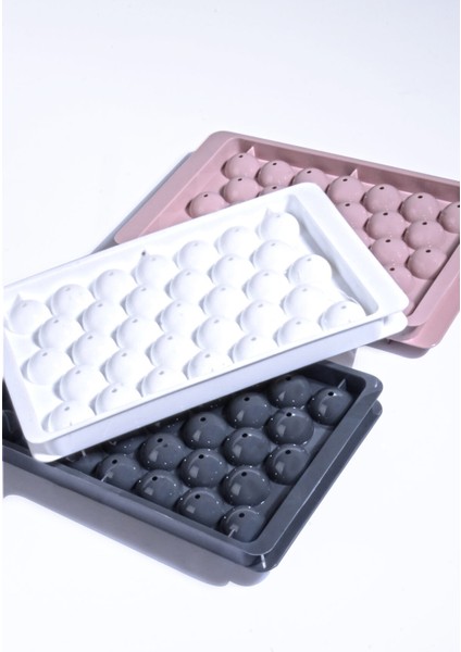 Pratik 33'lü Küre Misket Buz Kalıbı Kapaklı 33 Hazneli Yuvarlak Buz Kalıbı Kokteyl Sunum Buz Kalıbı