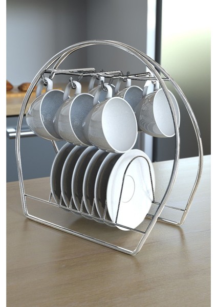 Şık 6 Kancalı Fincan Askısı, Bardak ve Fincan Tutucu, Gümüş Renk fiyatları